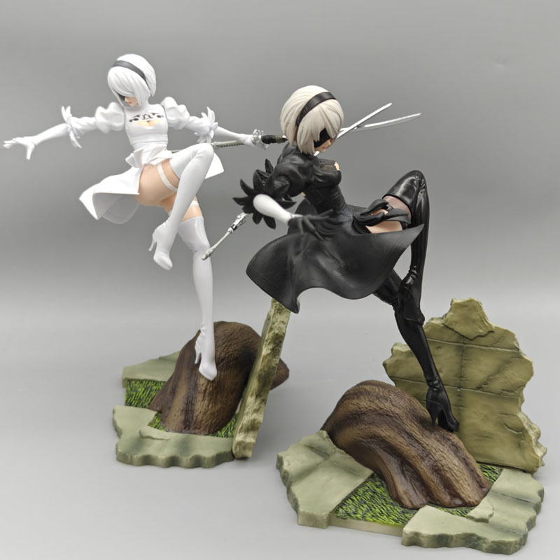 24 ซม.อะนิเมะ NieR: Automata YoRHa No.2 ประเภท B Action Figure ก๋วยเตี๋ยว Stopper 2B 9S นั่งท่าทางตัวเลขคอลเลกชันตัวเลขตัวเลขของเล่น