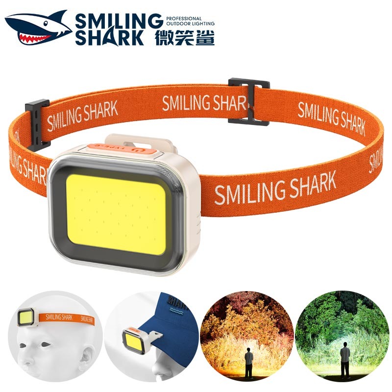 SmilingShark TD0231 ไฟคาดหัว ไฟฉายคาดหัว LED COB มินิ สว่างมาก โคมไฟหัวทำงาน แสงสีขาว/ แดง ไฟแคปแคมป์ 4 โหมด Type-C แบบชาร์จได้ มีน้ำหนักเบา กันน้ำสำหรับการตั้งแคมป์เดินป่าในครัวเรือน
