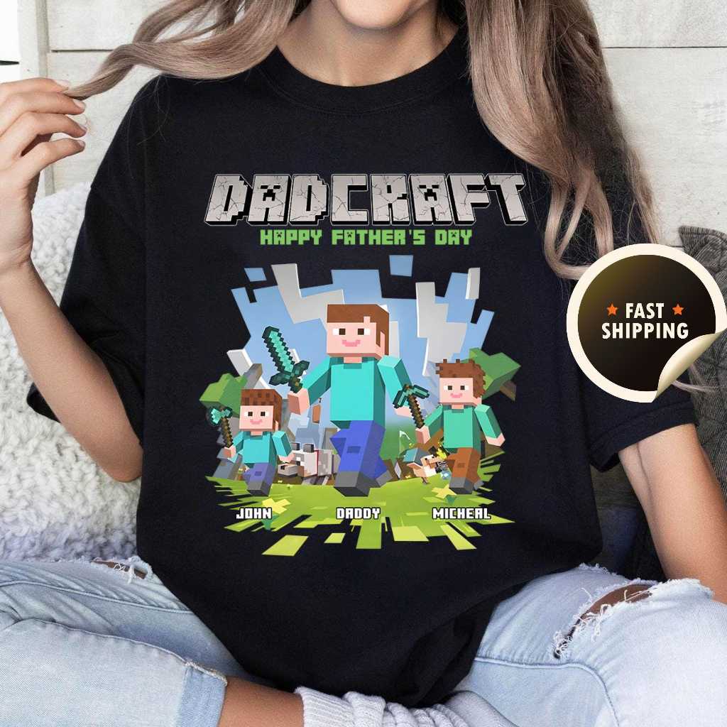 เสื้อยืด DadCraft เสื้อภาพยนตร์ Minecraft เสื้อยืดเกม Jockey ไก่