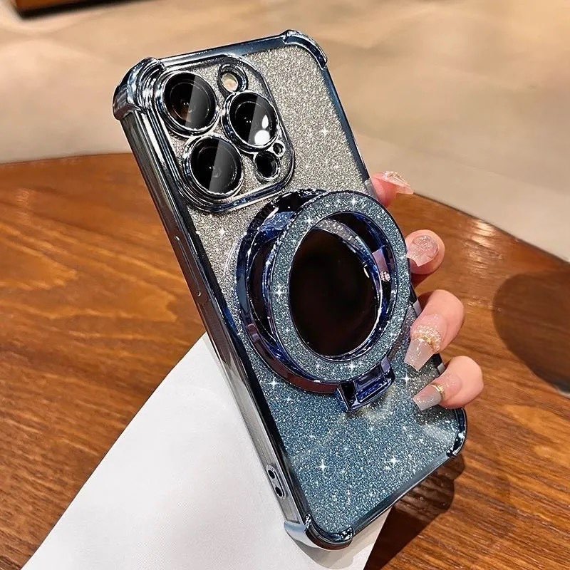 เคส Samsung S20 FE S21 FE S23 S22+ S23 FE S22 Electroplated แต่งหน้ากระจกยืน Anti Fall กรณีโทรศัพท์