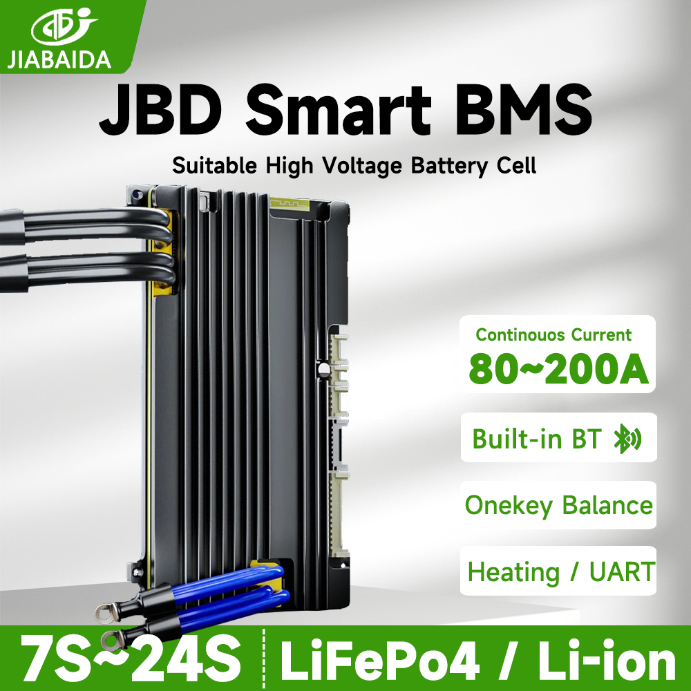 JIABAIDA สมาร์ท BMS แรงดันไฟฟ้า 7S-24S 8S 10S 12S 16S 20S 21S 80A 100A 120A 200A JBD BMS BT Balance