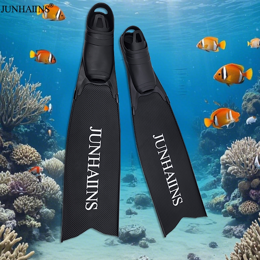 JUNHAIINS Freediving Fins ขนาดยาว สำหรับว่ายน้ำและดำน้ำ คุณภาพพรีเมียม เหมาะสำหรับดำน้ำดูปะการังและการล่าปลา