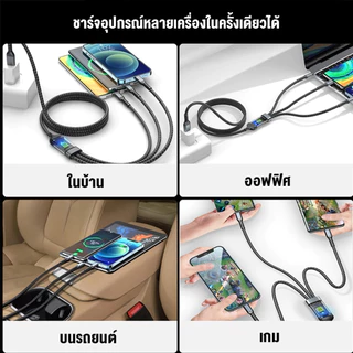 ชุดชาร์จ120W fast charger120W 3in1สายชาร์จเร็ว สายถักไนล่อน พร้อมไฟ LED รองรับ Android/ios