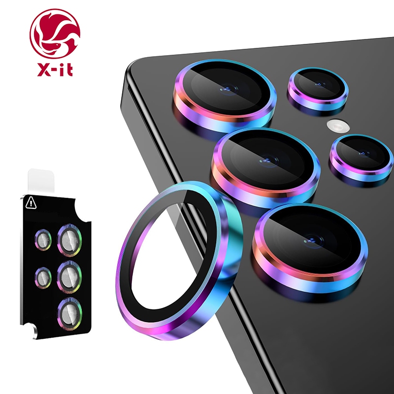 X-IT สําหรับ Samsung Galaxy S24 S25 Ultra ตัวป้องกันเลนส์กล้อง, HD Clear, กันรอยขีดข่วน, กระจกนิรภัยบางเฉียบพร้อมอลูมิเนียม Edging