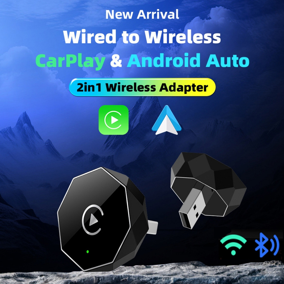 [Youyue] EC14-ZS Wireless Carplay Adapter สําหรับ iPhone Android Auto 2 in1 แบบมีสายเป็นการเชื่อมต่อ