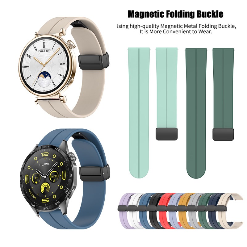 18 มม.20 มม.22 มม.แม่เหล็กสายคล้องคอซิลิโคนสําหรับนาฬิกา Huawei GT6 GT5 Pro GT4 GT3 SE GT-3-4-5-6 41