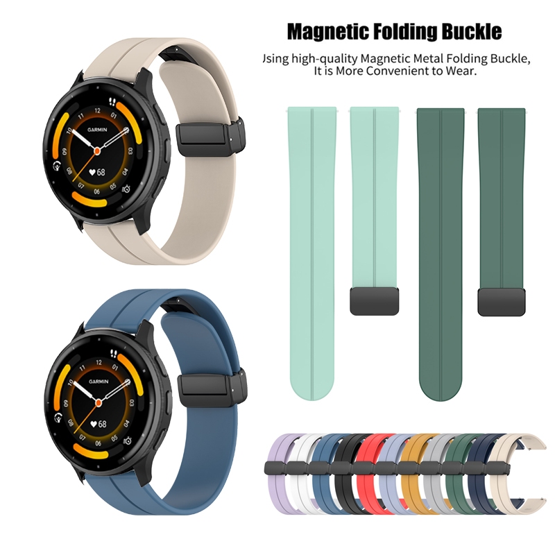 18 มม.20 มม.22 มม.แม่เหล็กสายคล้องคอซิลิโคนสําหรับ Garmin Venu 4 4s 3 3s Sq 2 / Vivoactive 6-5-4-3 / 165 245 645 255 265s 570 970