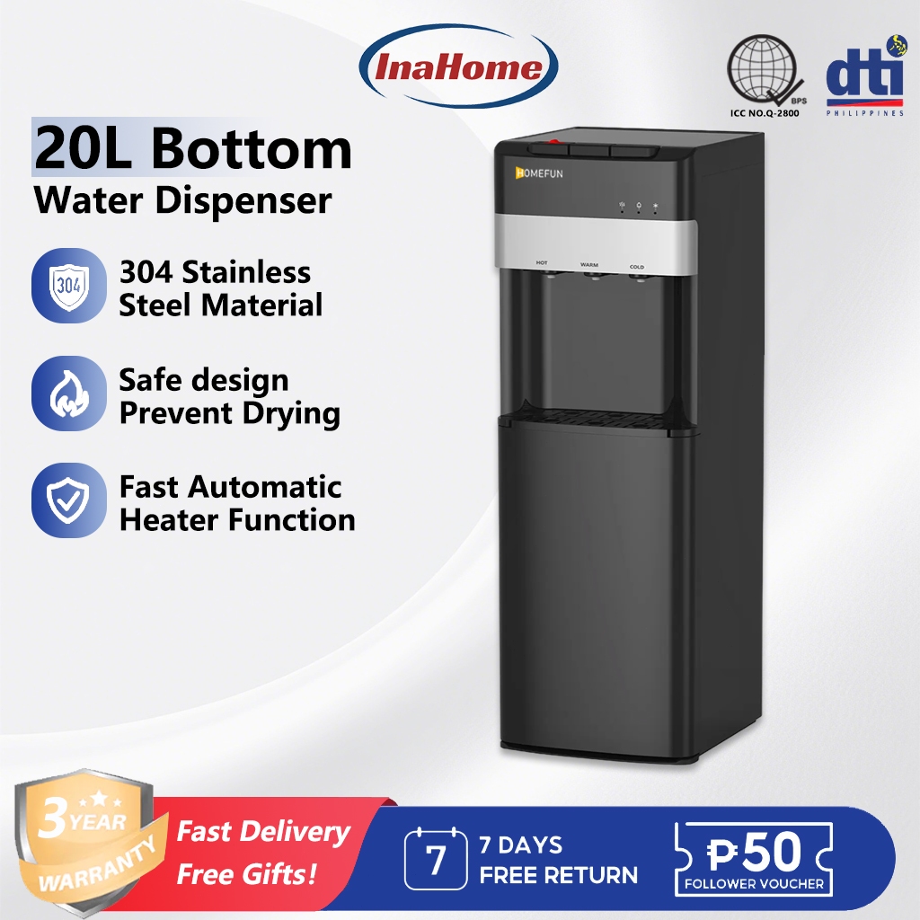 INAHOME ตู้กดน้ําแบบตั้งพื้นโหลดด้านล่างร้อนและเย็น 24H เครื่องทําน้ําอุ่นร้อนพร้อมปั๊มอัตโนมัติ
