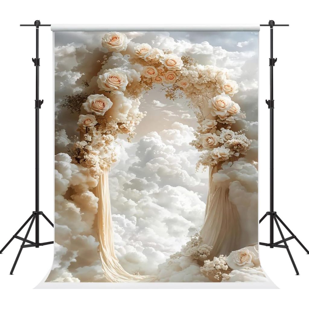 57ft Clouds ดอกไม้ Arches ฉากหลังการถ่ายภาพ Dreamy Wonderland แม่ภาพค้างคาว Mitzvah Baptism วัน Holi