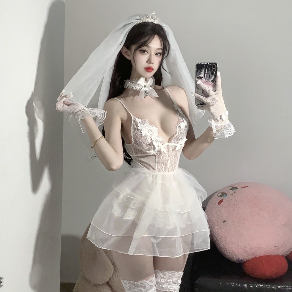 ชุดสูทเซ็กซี่ลึกโวลต์+ลูกไม้กลวง+สายรัดไหล่ปรับได้-เหมาะสําหรับออกเดทและครบรอบ