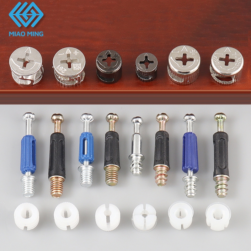 20/30/50PCS พร้อมสต็อก Bolt & Nut Connector ชิ้นส่วนสกรู Fastener เฟอร์นิเจอร์ Cam ล็อค Fitting Dowel 3 อะไหล่ MIAO MING