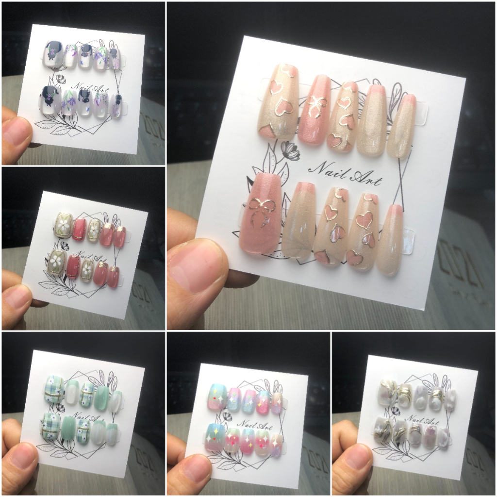 ใหม่handmade 10 ชิ้นเล็บปลอมสั้นพร้อมการออกแบบตาแมว,สีทึบและเล็บปลอมที่เรียบง่ายพร้อมเจลเยลลี่