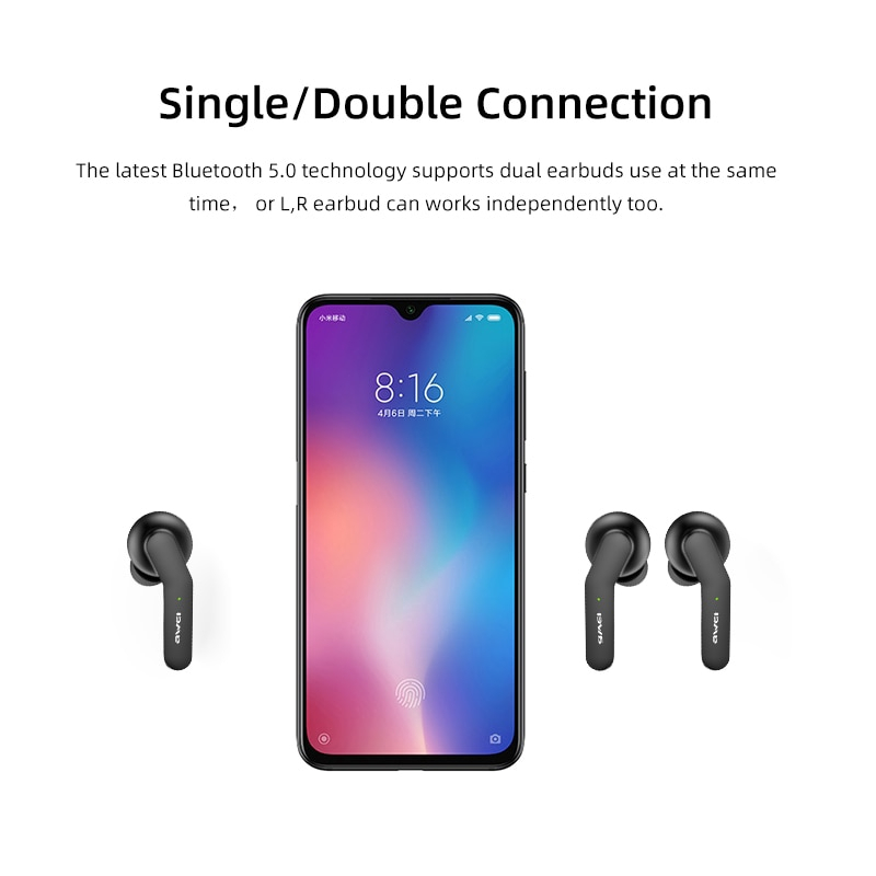 Awei T10C หูฟังบลูทูธไร้สาย TWS Bluetooth Earphone เสียงเบสหนัก ด้วยไมโครโฟนมีไมค์