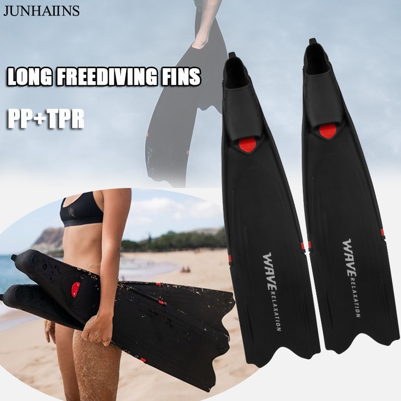 Junhaiins Spearfishing Fin Full Foot Kaki Katak ดําน้ําดูปะการังดําน้ํา Spearfishing Murah และ Ekslusif Premium footpockets มืออาชีพผู้ใหญ่แก้วการฝึกอบรมยาวดําน้ํา freediving Fin