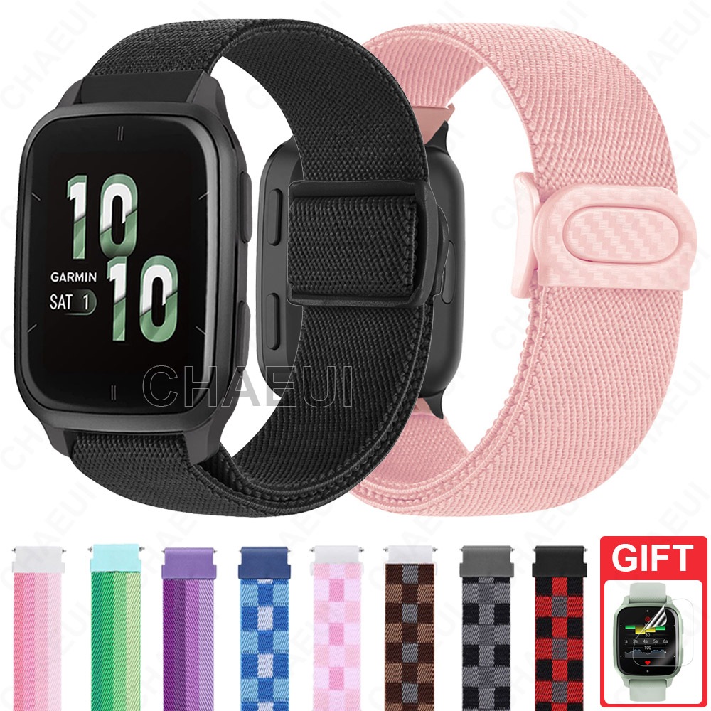 ทอสายรัดไนลอนยืดสร้อยข้อมือสายนาฬิกาอุปกรณ์เสริมสําหรับ Garmin Venu Sq / Sq 2 Music