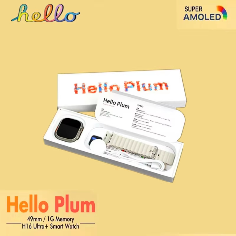 Original Hello Plum H16 Ultra + Plus สมาร์ทวอท์ช 49 มม.หน้าจอ AMOLED รุ่นเข็มทิศ 1GB ROM อัลบั้มท้อง