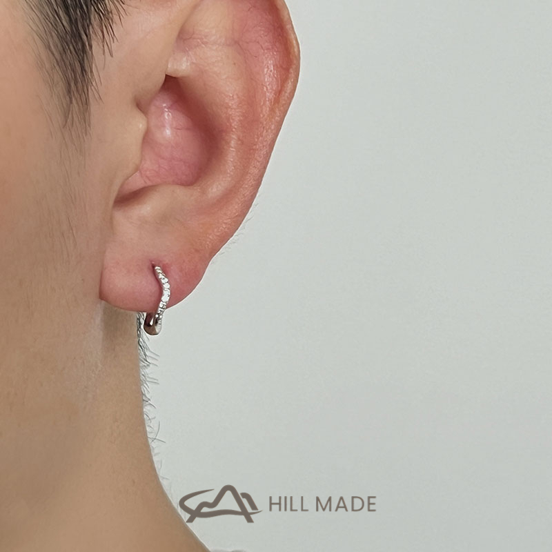 ต่างหูเพชร Silver Ripple Zircon เต็มวง/Earhole บํารุงแฟชั่น อเนกประสงค์ ป้องกันภูมิแพ้ ไม่ซีดจาง ของขวัญ HME18
