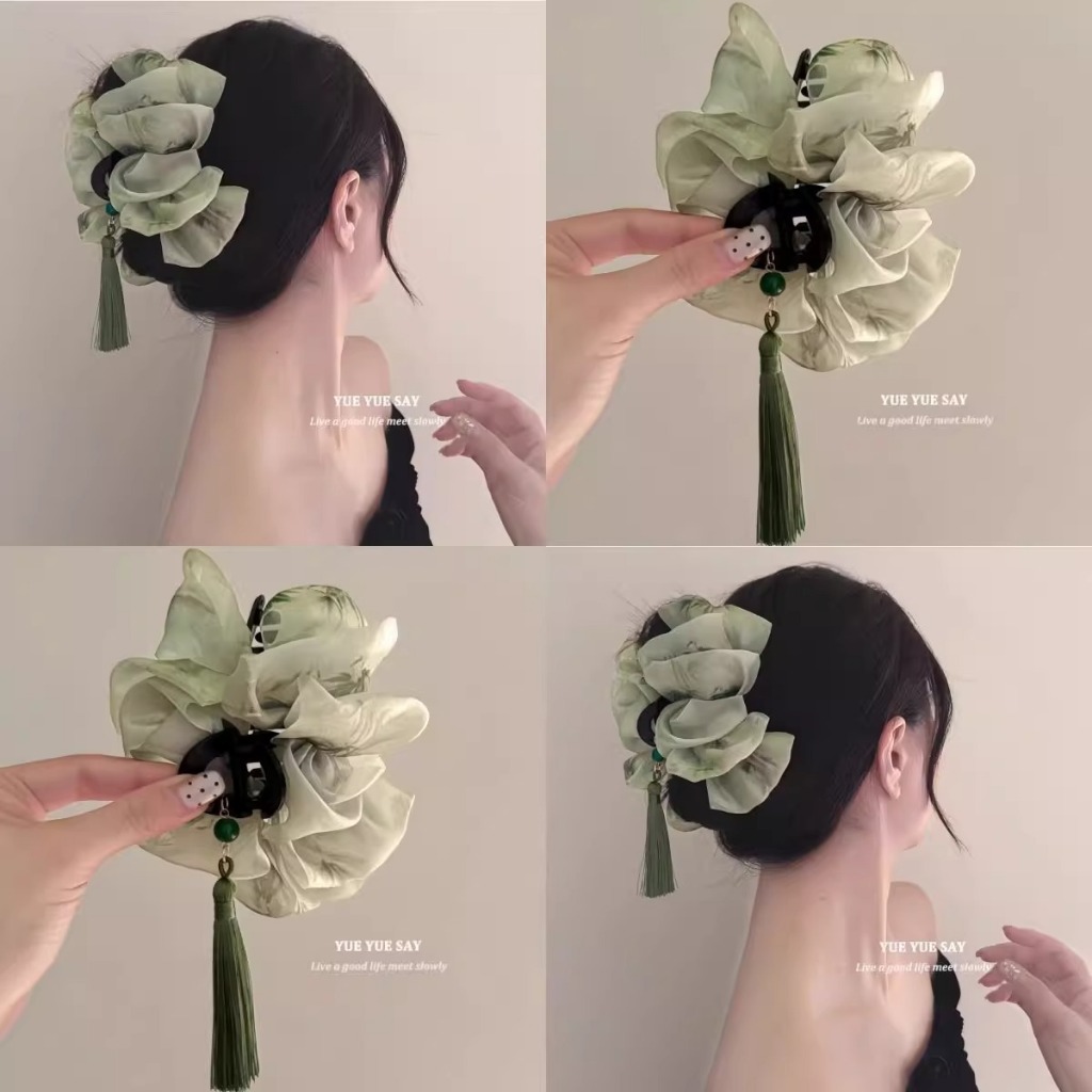 Retro พู่ Cloud Gauze คว้าคลิปใหม่สไตล์จีนอารมณ์แฟชั่นคลิปฉลาม