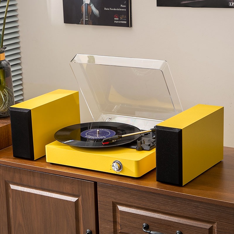 เครื่องเล่นบันทึก Middix Vintage พร้อมลําโพงภายนอกสเตอริโอคู่ระบบ HI-FI เครื่องเล่นแผ่นเสียงบลูทูธพร้อมอินเทอร์เฟซ AUX และ USB