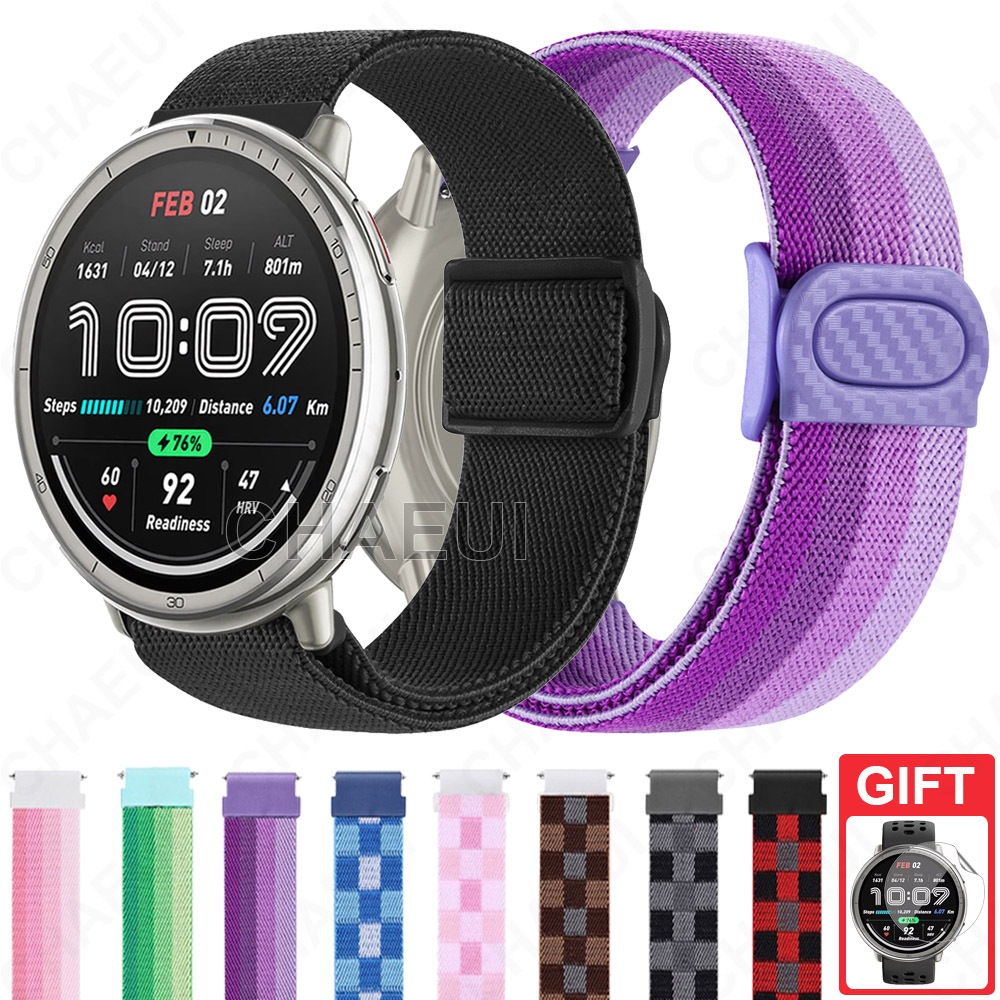 ทอสายรัดไนลอนยืดสร้อยข้อมือสายนาฬิกาข้อมืออุปกรณ์เสริมสําหรับ Amazfit Active 2 / Active Max / Active 3 Premium