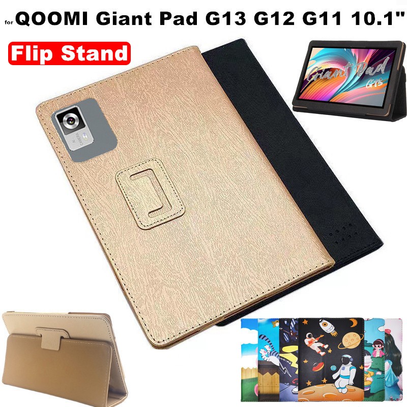for QOOMI Giant Pad G13 G12 G11 10.1 Inch Silk Pattern Leather Cover Flip Foldable Stand Full Body P
