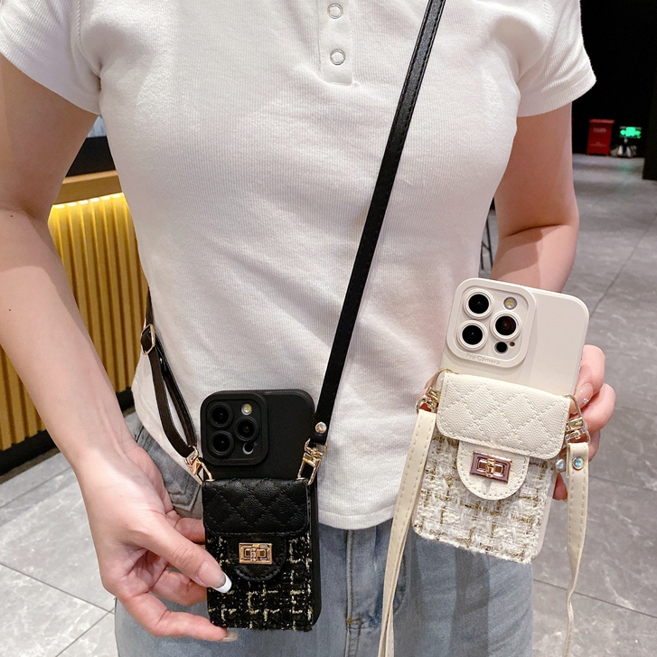 สร้อยคอCrossbody Lanyard Plushสานเนื้อผู้ถือบัตรสําหรับiPhone 15 14 11 12 13 16 Pro MAX XR XS MAX 7 8 Plusกระเป๋าสตางค์นุ่มปกหลัง