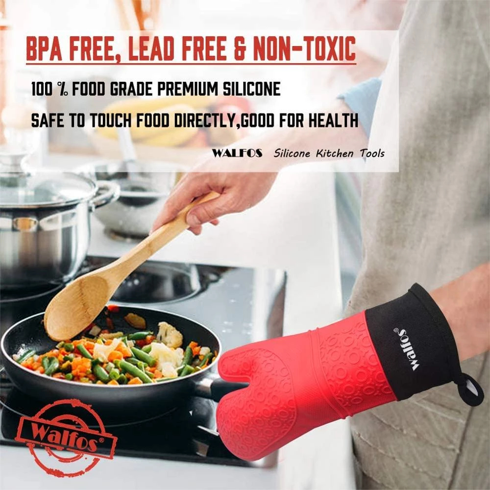 วอลฟอส ซิลิโคนทนความร้อนบาร์บีคิวถุงมือ1/2นิ้วครัว นวม ในครัวเรือนทําอาหารถุงมืออบ - รูปที่ 2