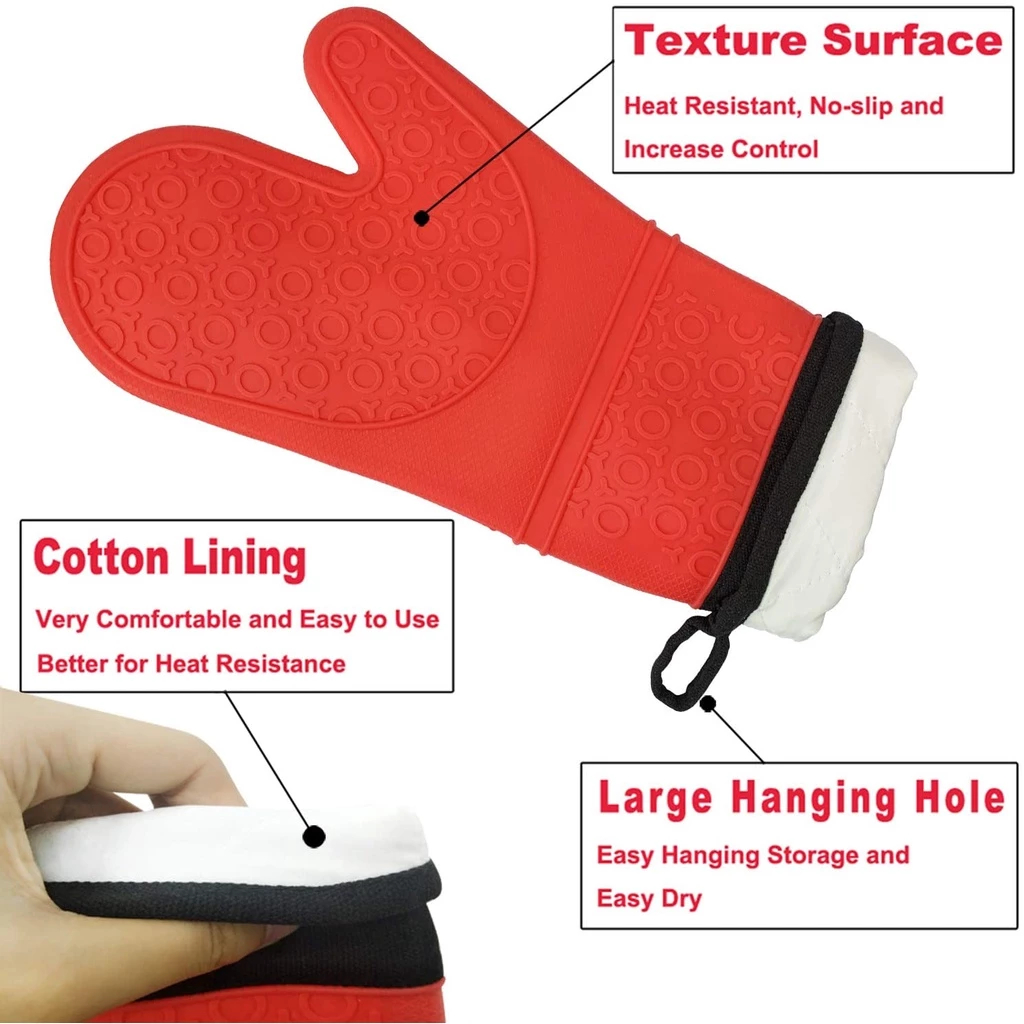 วอลฟอส ซิลิโคนทนความร้อนบาร์บีคิวถุงมือ1/2นิ้วครัว นวม ในครัวเรือนทําอาหารถุงมืออบ - รูปที่ 7