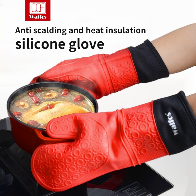 วอลฟอส ซิลิโคนทนความร้อนบาร์บีคิวถุงมือ1/2นิ้วครัว นวม ในครัวเรือนทําอาหารถุงมืออบ - รูปที่ 3