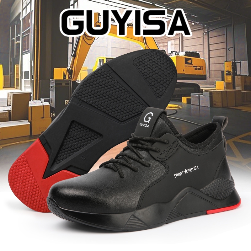 GUYISA รองเท้านิรภัยรองเท้าทํางานสําหรับผู้ชายรองเท้าซ่อมนิ้วเท้าเหล็กกันน้ํา 2126 36-46