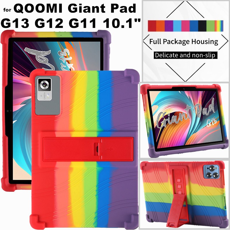 for QOOMI Giant Pad G11 G12 G13 10.1 inch Cover Tablet Shockproof Case Soft Silicone Adjustable Stan