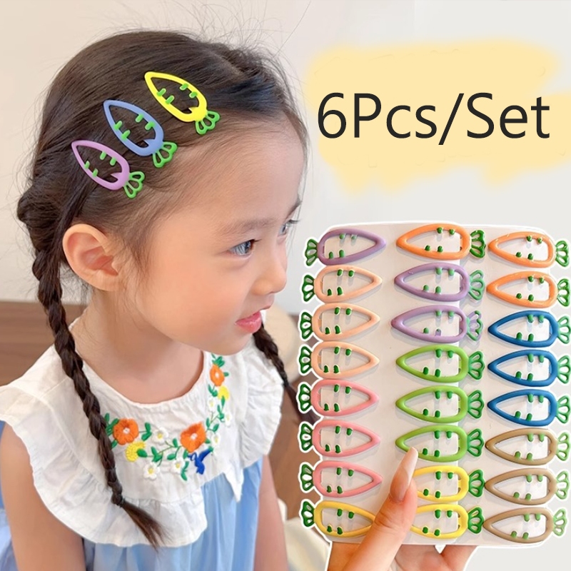 6ชิ้น/เซ็ตน่ารักสาวลูกอมสีแครอทคลิปด้านข้าง โดปามีน เครื่องประดับผม