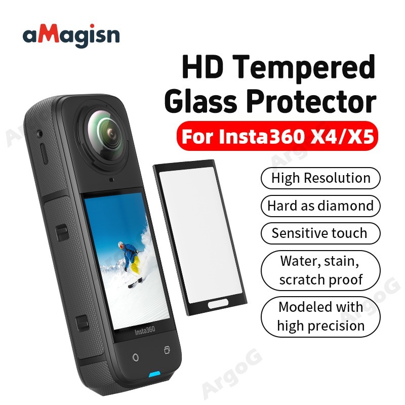 aMagisn ฟิล์มกันรอยสำหรับ Insta360 X5 / X4 กระจกนิรภัยความแข็ง 9H อุปกรณ์เสริม Insta360 X5