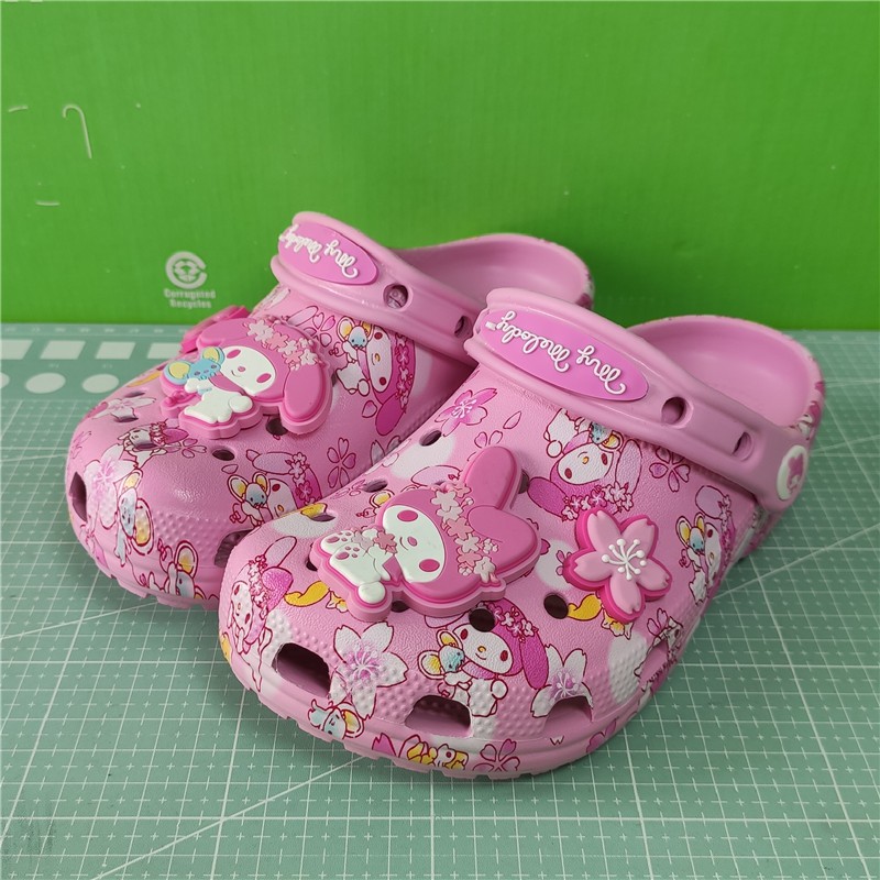 CROCS รองเท้าถ้ําเด็ก จระเข้, สาวเจ้าหญิงคลาสสิกเมโลดี้รองเท้าแตะชายหาดกลางแจ้ง, 210890