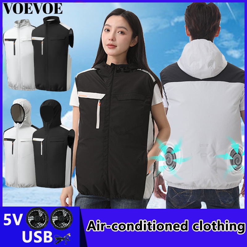 VOEVOEเสื้อกั๊กพัดลมระบายความร้อนสําหรับผู้ชายและผู้หญิง