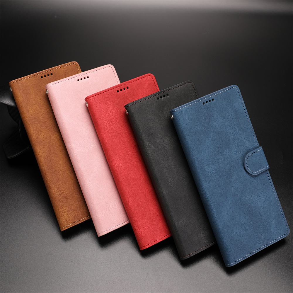 เคส ซัมซุง Case for Samsung Galaxy S25 Edge S24 FE S22 S10 Plus S10e Note 9 10 Lite 20 Ultra เคสเคสโทรศัพท์หนังฝาพับพร้อมช่องใส่บัตร Flip Wallet Phone Case Soft TPU Silicone Cushioning Magnet Closure with Card Pocket Slots ซองมือถือ