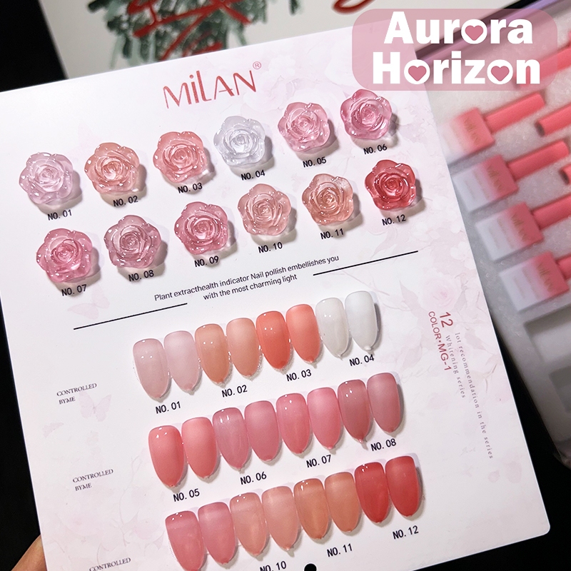 ✨พร้อมส่งในกรุงเทพฯ✨เล็บ MILAN 12 สี สีเล็บเจล สีเจลไซรัป โทนชมพู Ice Peach 12 สี กุหลาบ สีสุขภาพ