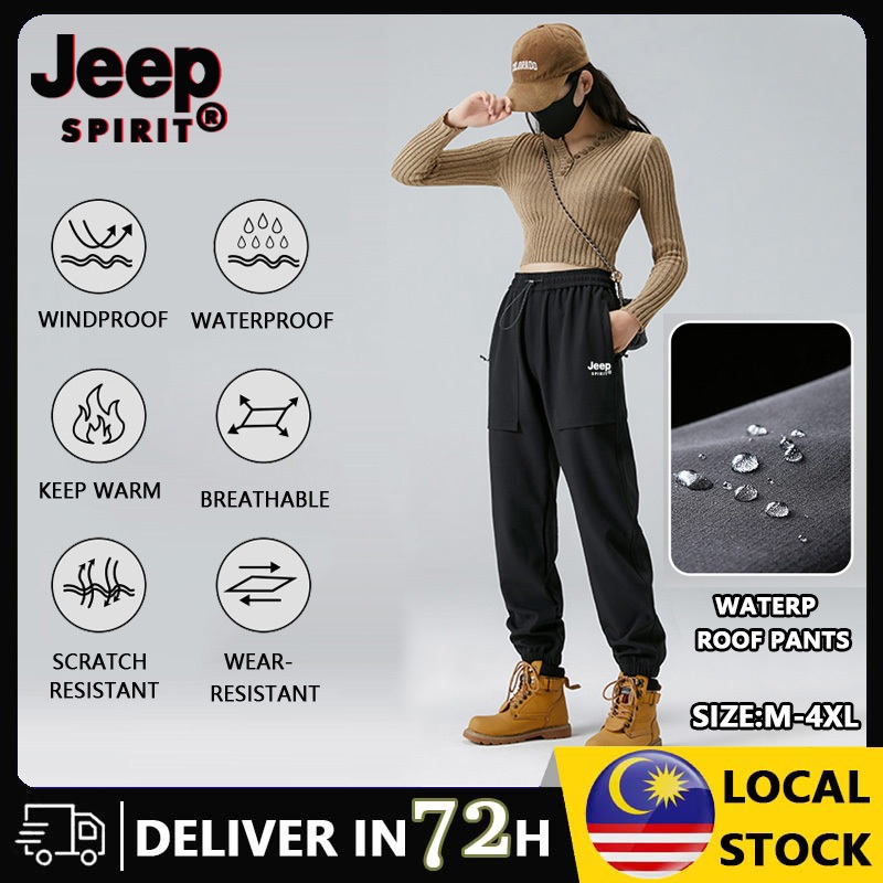 JEEP SPIRIT กางเกงกันน้ําสําหรับผู้หญิงกางเกงเดินป่าระบายอากาศสีดํา