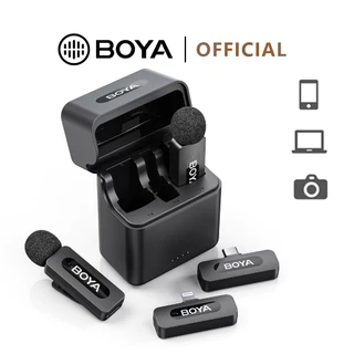 BOYA BY-V3 Comboไมค์ไร้สาย ไมค์ตัดเสียงรบกวน ไมค์ไลฟ์สด พร้อมกล่องชาร์จ สำหรับ สมาร์ทโฟน USB-C