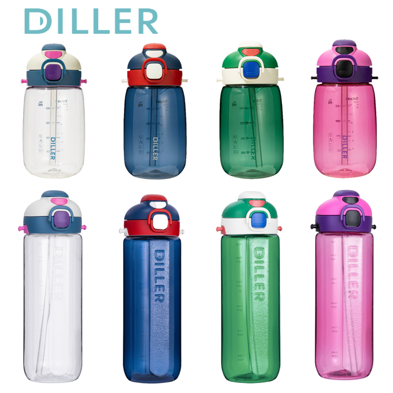 Diller ขวดน้ําฟาง Tritan BPA ฟรี Spout ดื่มสําหรับกีฬากลางแจ้ง 550ml D70