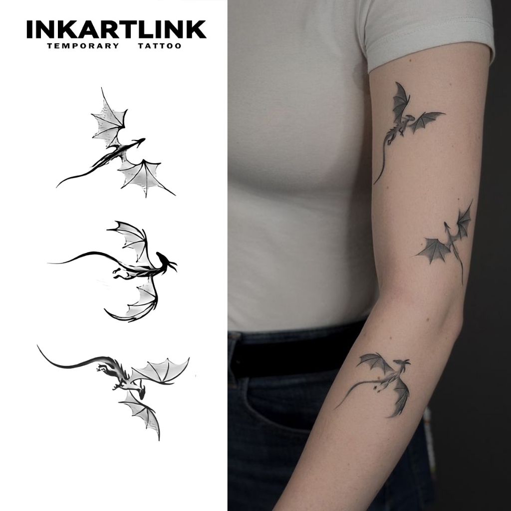 Inkartlink Dragon สติ๊กเกอร์รอยสักชั่วคราวกันน้ํา รอยสักปลอมกึ่งถาวร