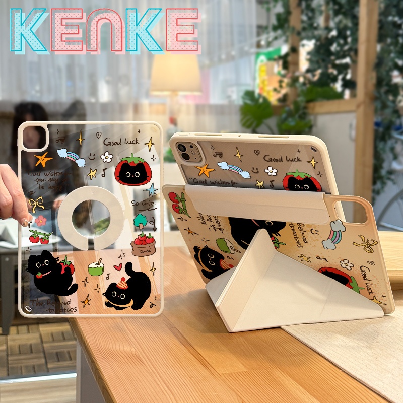 kenke เคส ipad การ์ตูนน่ารักแท็บเล็ตสําหรับ ipad 2025 เคสไอแพด gen 11 A16 ipad 10 gen 2026 air 4 5 6 7 M3 Air 11 นิ้ว M4 pro 13 pro 12.9 case ipad pro 11 M4 mini 6 mini A17 pro 7 8 9 gen 2020 2021 2022 2-in-1 อะคริลิคเปลือกแข็งแบบถอดได้-แมวกระต่ายสุนัข