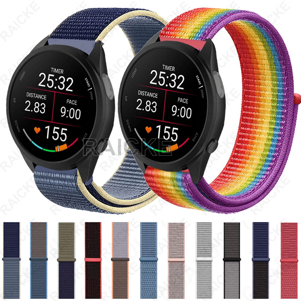สายนาฬิกาไนลอนน้ําหนักเบาสําหรับ Garmin Vivoactive 5/ Vivocactive 6/ Vivoactive 3 Music / Forerunner 55 / 165 / 245 / 645 / 158 / 168 / Approach S50