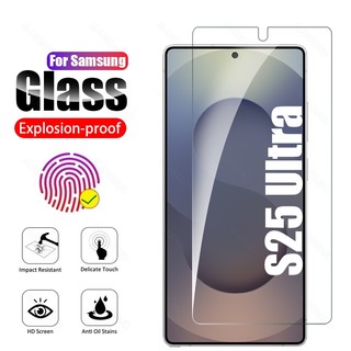(ลายนิ้วมือปลดล็อค) กระจกนิรภัยสําหรับ Samsung Galaxy S25 S24 Ultra S24 Plus S25+ S25Ultra ป้องกันหน้าจอฟิล์ม HD ป้องกันการระเบิด