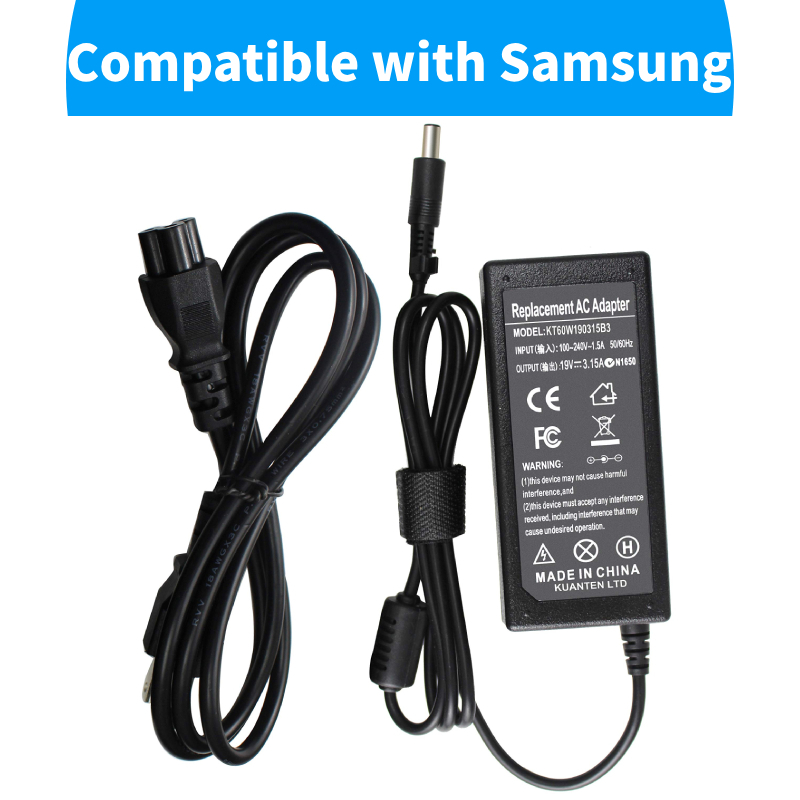 อะแดปเตอร์โน๊ตบุ๊ค Samsung 19V3.16A(60W)หัวขนาด 5.5*3.0mm พร้อมสายไฟAC Laptop Power Notebook Adapter