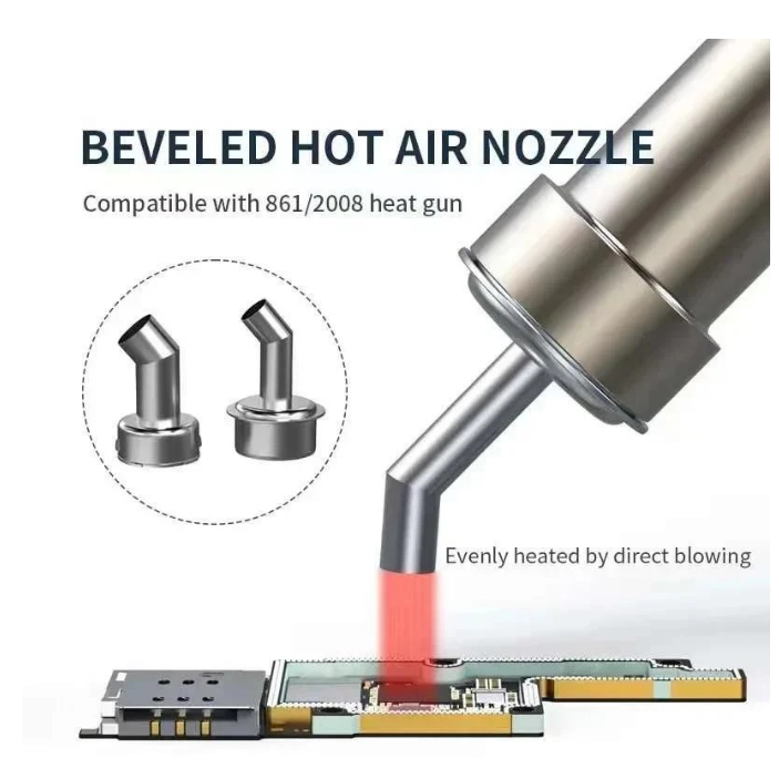 45° Beveled Direct Blowing Hot Air หัวฉีดสําหรับ Quick 861/2008 Hot Air Gun BGA Rework Station เปลี่ยนชิ้นส่วนแขน