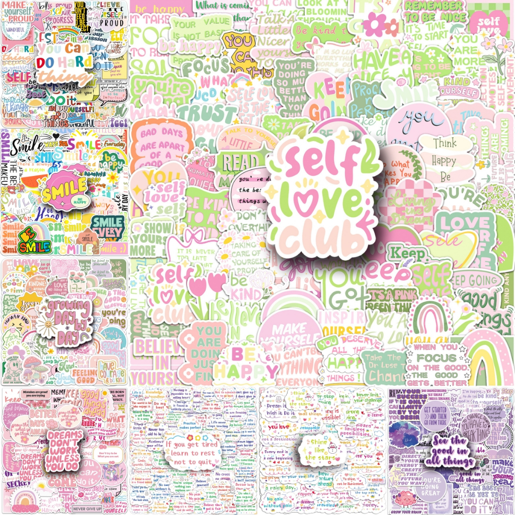 Ins สไตล์น่ารัก 50 ชิ้น Encourage Theme สติกเกอร์สําหรับโทรศัพท์แล็ปท็อปหมวกนิรภัย Graffiti กันน้ํา Creative DIY