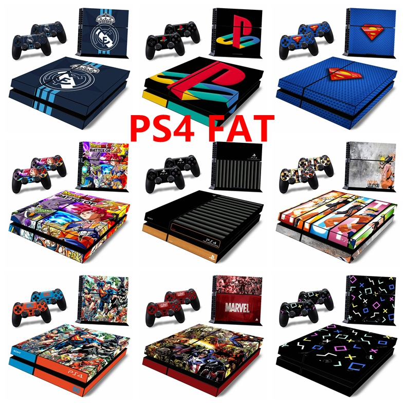 100 สีสติกเกอร์ผิวใช้งานร่วมกับ Sony Playstation 4 ไขมันไวนิล Decal ชุดฟิล์มป้องกันห่อสําหรับ PS4 คอนโซลไขมัน & 2 ชิ้น Dualshock Controllers