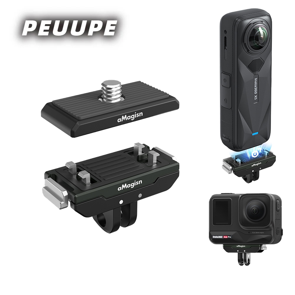 เหมาะสําหรับ Insta360 X5/X4 Air/AcePro2 โลหะแม่เหล็ก Quick Release Dual Mount 1/4 เกลียว AcePro2/Ace Action กล้องอุปกรณ์เสริม