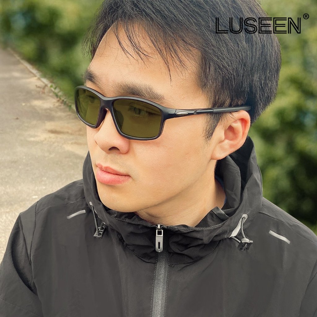 LUSEEN แว่นตากันรังสีและเปลี่ยนสีได้ ทรงสี่เหลี่ยม ขาเต็มกรอบ สำหรับผู้หญิงและผู้ชาย AG2281